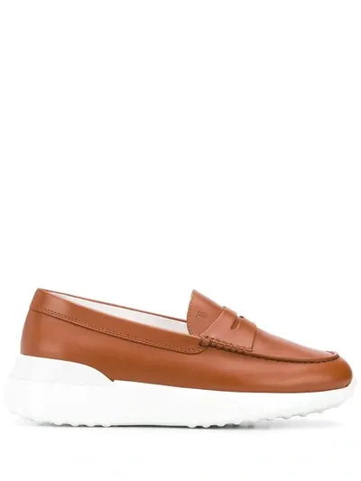 Tod's Leather Loafers In Brown