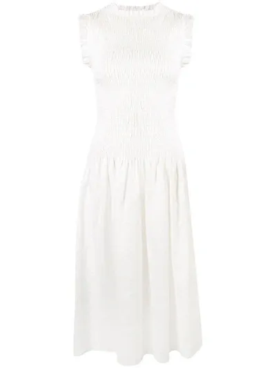 Sir Emile Ruched Midi Dress In White