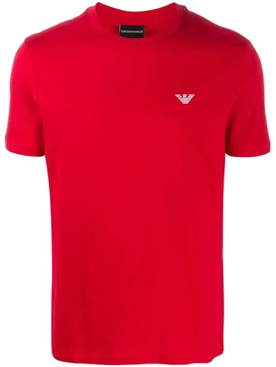 Emporio Armani Crew Neck Logo T-shirt In Red