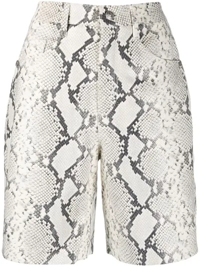 Ermanno Scervino Snakeskin Effect High-waisted Shorts In Neutrals