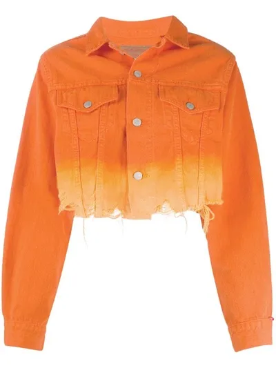 Denimist Gradient Effect Cropped Denim Jacket In Orange