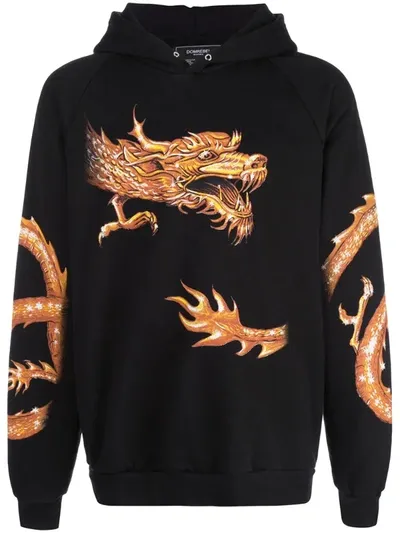 Domrebel Dragon Graphic Print Hoodie In Black