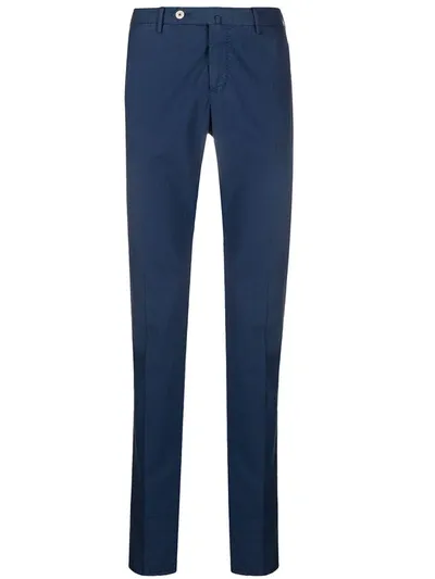 Pt01 Pleated Detail Slim Fit Tailored Trousers In Blue