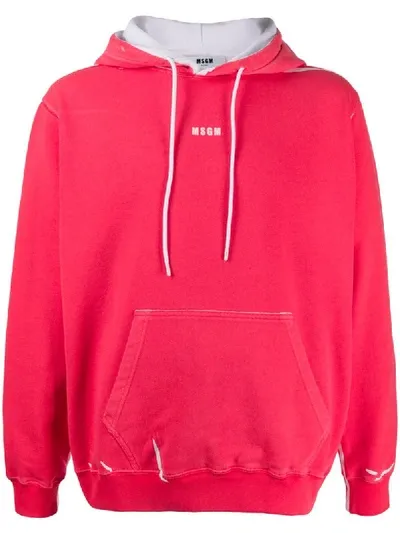 Msgm Faded Logo Hoodie In Pink