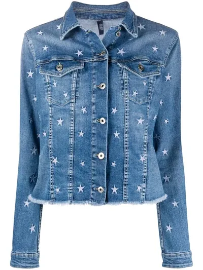 Liu •jo Star Embroidered Denim Jacket In Blue