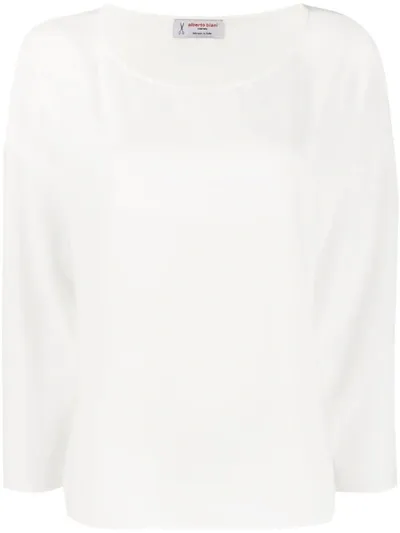 Alberto Biani Boat-neck Crepe Top In White