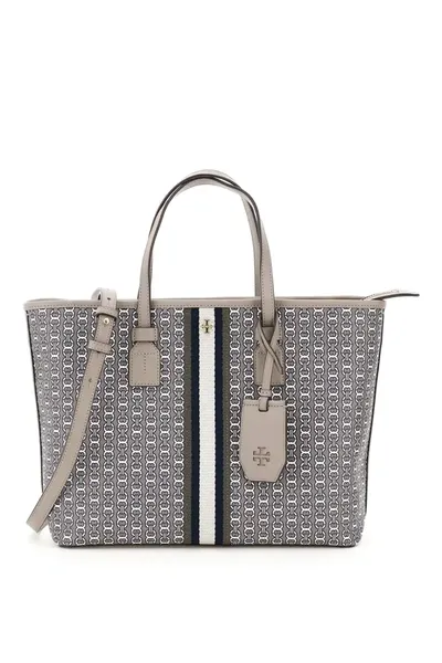 Tory Burch Gemini Link Small Tote In Grey,white,khaki