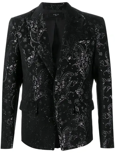 Amiri Men's Paisley Velvet Glitter Blazer In Black