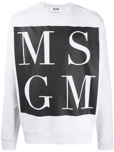 Msgm Maxi Logo Sweatshirt In White In Grey