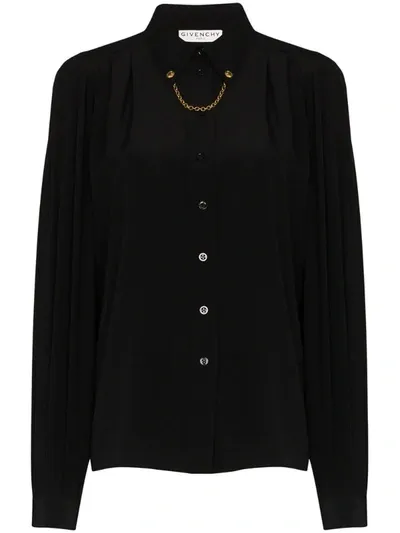 Givenchy Silk Shirt With Chain Detail In Black