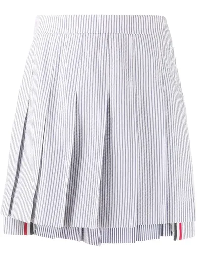 Thom Browne Dropped Back Pleated Mini Skirt In Blue