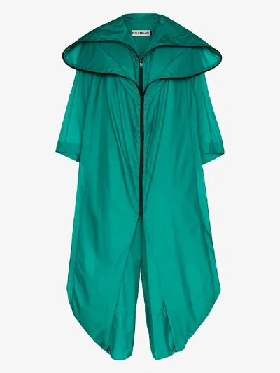 Issey Miyake Air Long Hooded Cape-effect Jumpsuit In Green