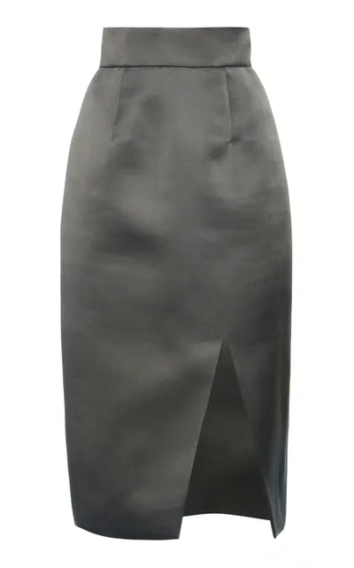 Miu Miu Grey Silk Gabardine Pencil Skirt