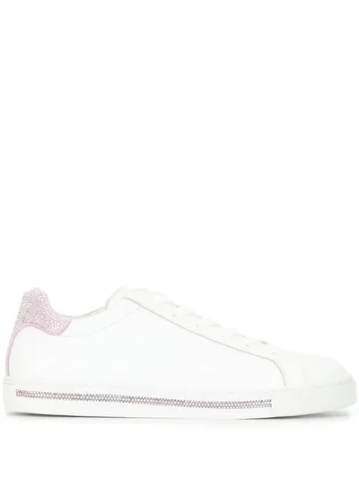 René Caovilla Embellished Low-top Sneakers In White