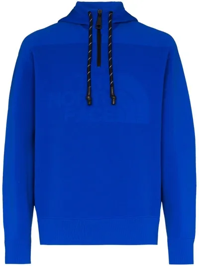 The North Face Embroidered Logo Zipped Hoodie In Blue