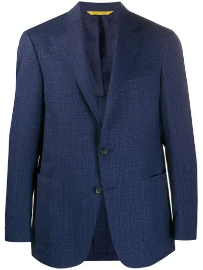 Canali Textured Single Breasted Blazer In Blue