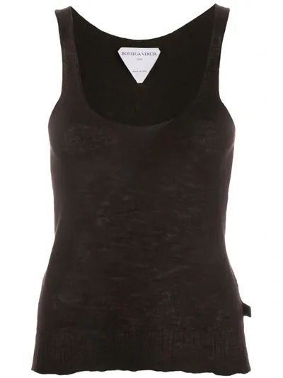 Bottega Veneta Ribbed Hem Unfinished Knitted Top In Brown