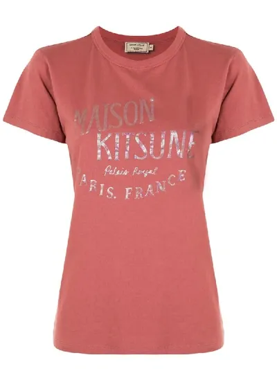 Maison Kitsuné Iridescent Logo T In Pink