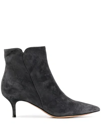 Gianvito Rossi Kitten Heel Ankle Boots In Grey