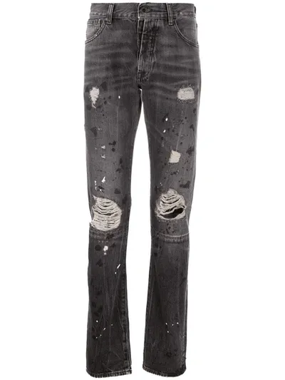 Ben Taverniti Unravel Project Splatter-effect Slim Jeans In Black