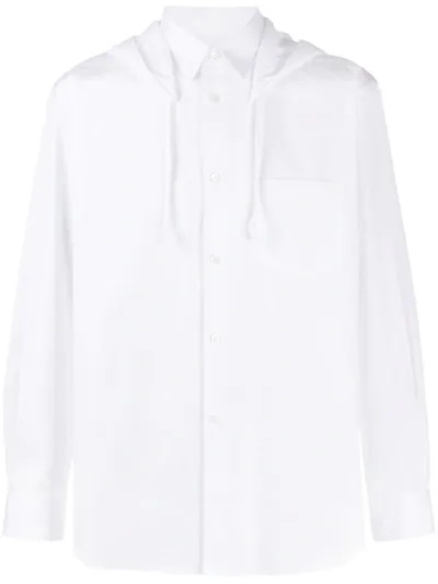 Comme Des Garçons Shirt Drawstring Hood Shirt In White