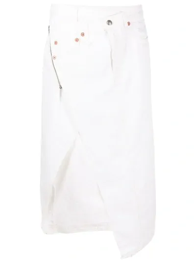 R13 Asymmetric Denim Skirt In White