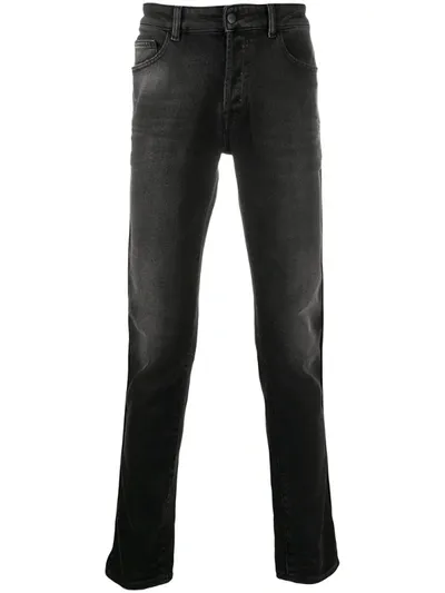 Marcelo Burlon County Of Milan Faded-effect Slim-fit Jeans In Black No Color (black)