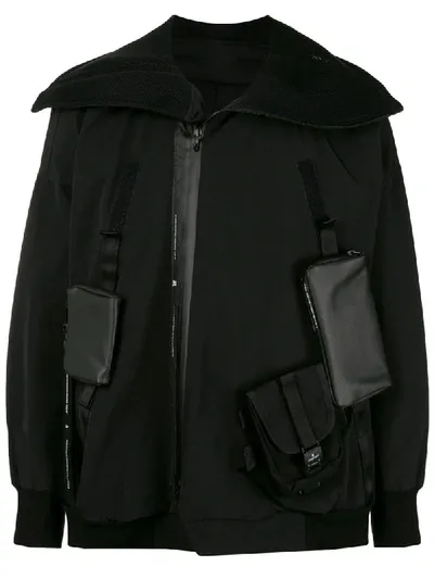 Niløs Oversized Collar Multi-pocket Jacket In Black