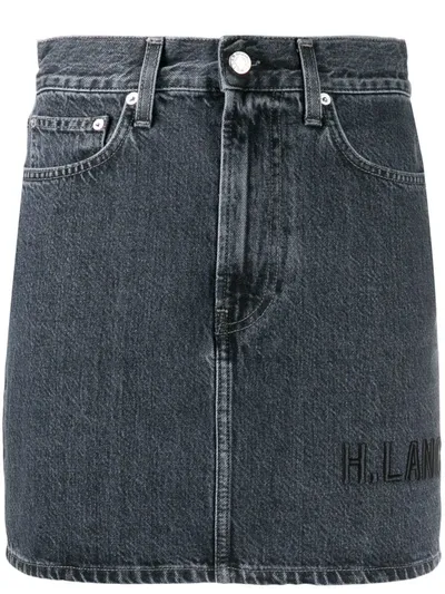 Helmut Lang Femme Embroidered Denim Mini Skirt In Blue