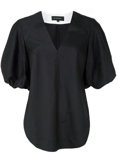 Lee Mathews Alice Puff Sleeve Blouse In Black