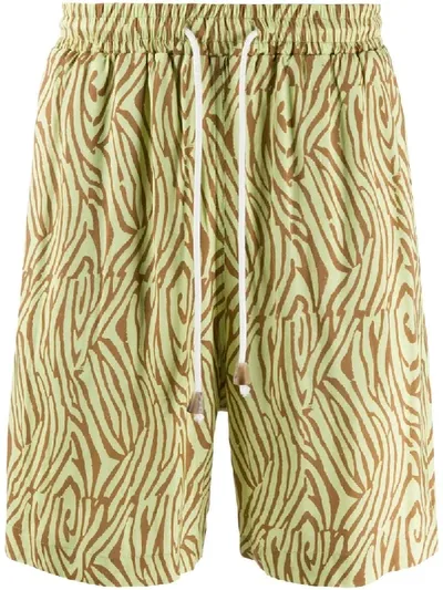 Nanushka Wood Print Drawstring Shorts In Green