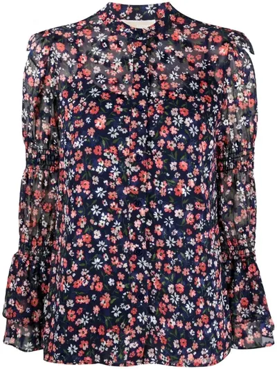 Michael Michael Kors Floral Print Shirt In Blue