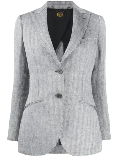 Maurizio Miri Herringbone-pattern Blazer In Grey