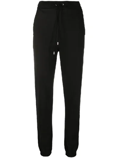 Alberta Ferretti Rhinestone Stripe Track Pants In Black