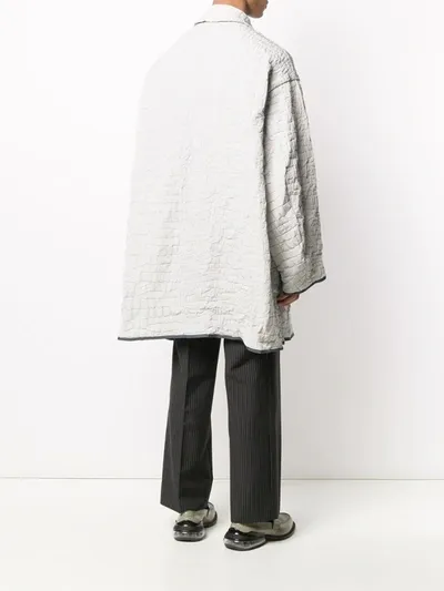 Kolor Oversized Crocodile-effect Coat In Grey