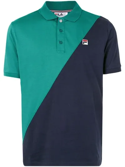 Fila Colour Block Polo Shirt In Blue