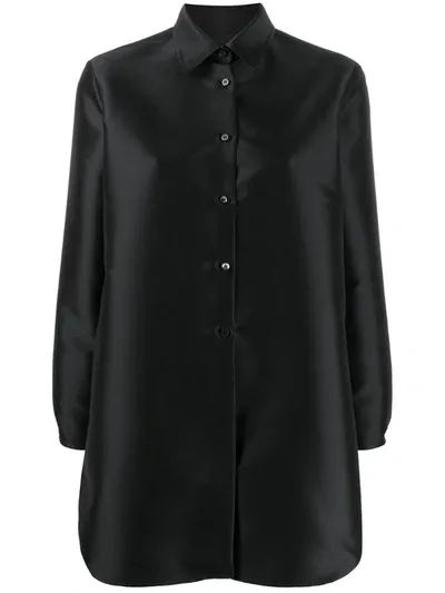 Alberto Biani Vent-back Satin Shirt In Black