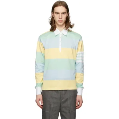 Thom Browne 4-bar Rugby Stripe Polo Shirt In Blue