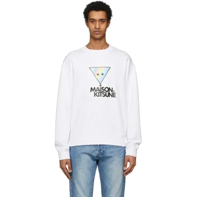 Maison Kitsuné Maison Kitsune Off-white Rainbow Triangle Fox Sweatshirt In Ow Off Whit