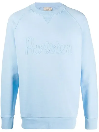 Maison Kitsuné Maison Kitsune Blue Flocked Parisien Sweatshirt