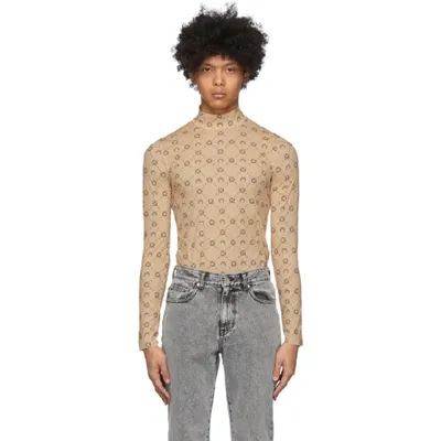 Marine Serre Printed Long-sleeve Turtleneck In Neutrals