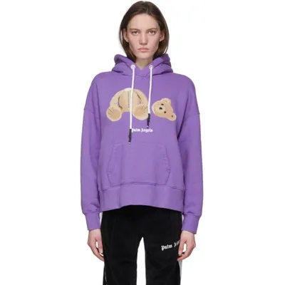 Palm Angels Bear Hoodie In Purple