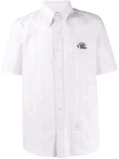 Thom Browne Ball Embroidery Banker Stripe Oxford Shirt In Pink