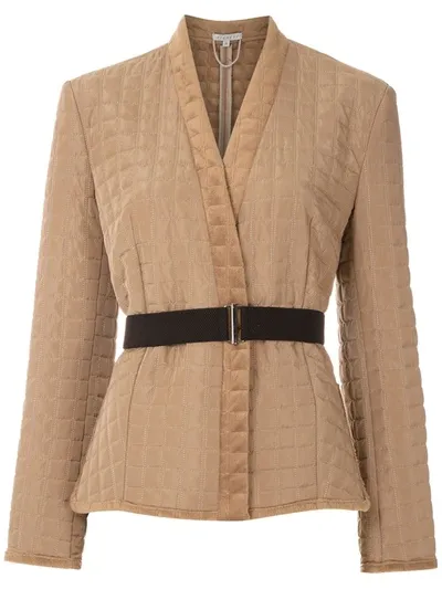 Alcaçuz Belted Quilted Coat In Neutrals