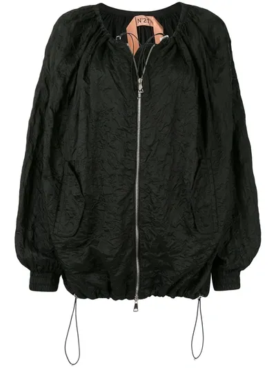 N°21 Creased Bomber Jacket In Black