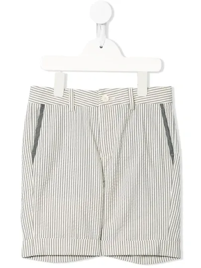 Stella Mccartney Kids' Striped Seersucker Shorts In Grey