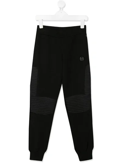 Philipp Plein Kids' Star Skull Print Track Trousers In Black