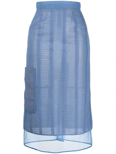 Marco De Vincenzo Abstract Pattern Sheer Skirt In Blue