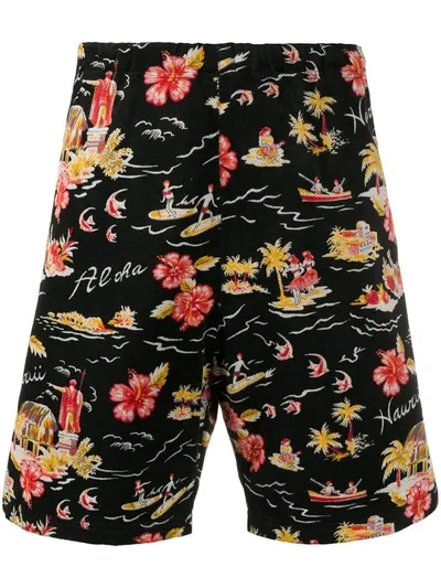 Buscemi Hawaii Print Shorts In Black