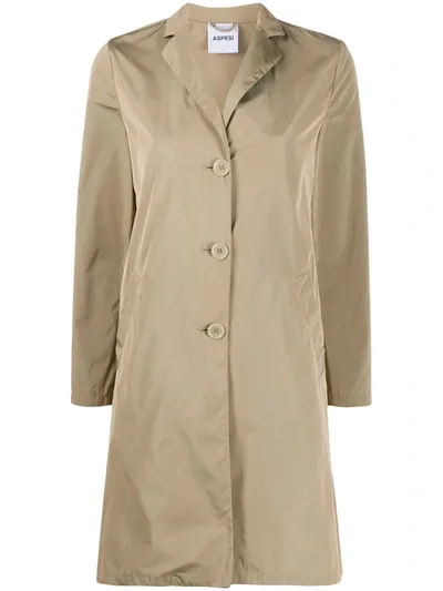 Aspesi Single-breasted Trench Coat In Neutrals